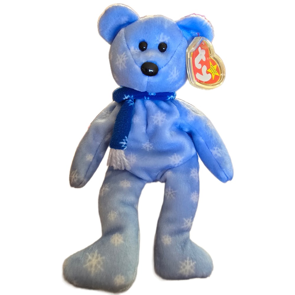 Ty Beanie Babies 1999 Holiday Teddy Blue Snowflake Bear Plush with Tags